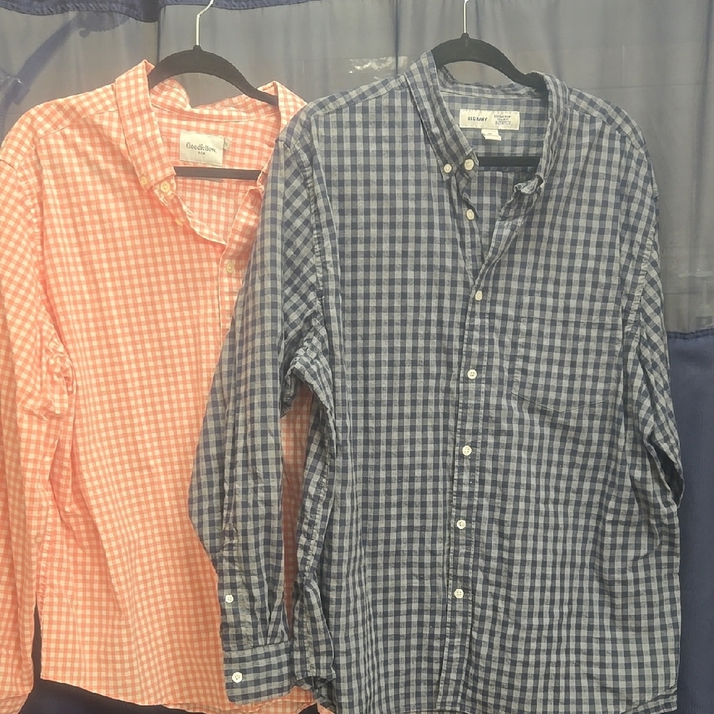 Goodfellow And Old Navy Men's Checkered Button Up Casual Shirts
